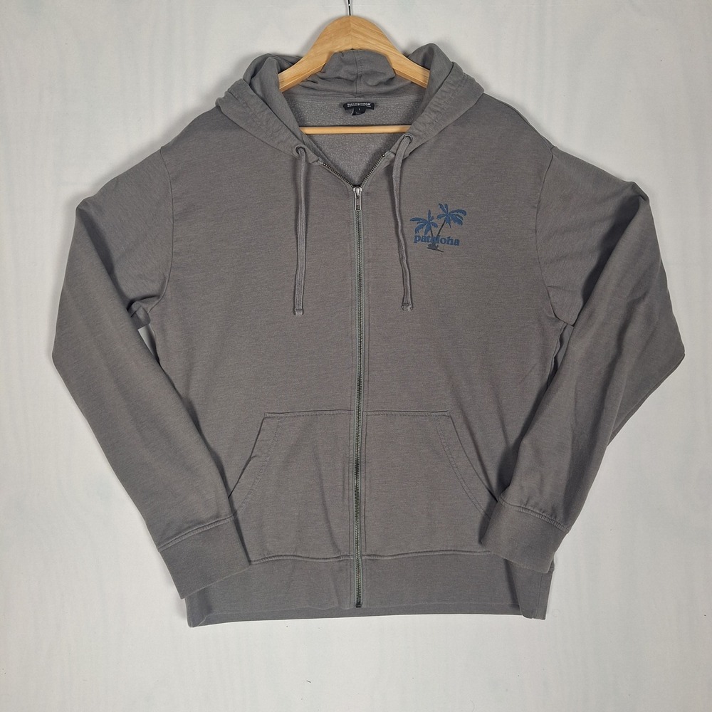 Patagonia Pataloha Haleiwa Hawaii Full Zip Graphic Hoodie Grey Large